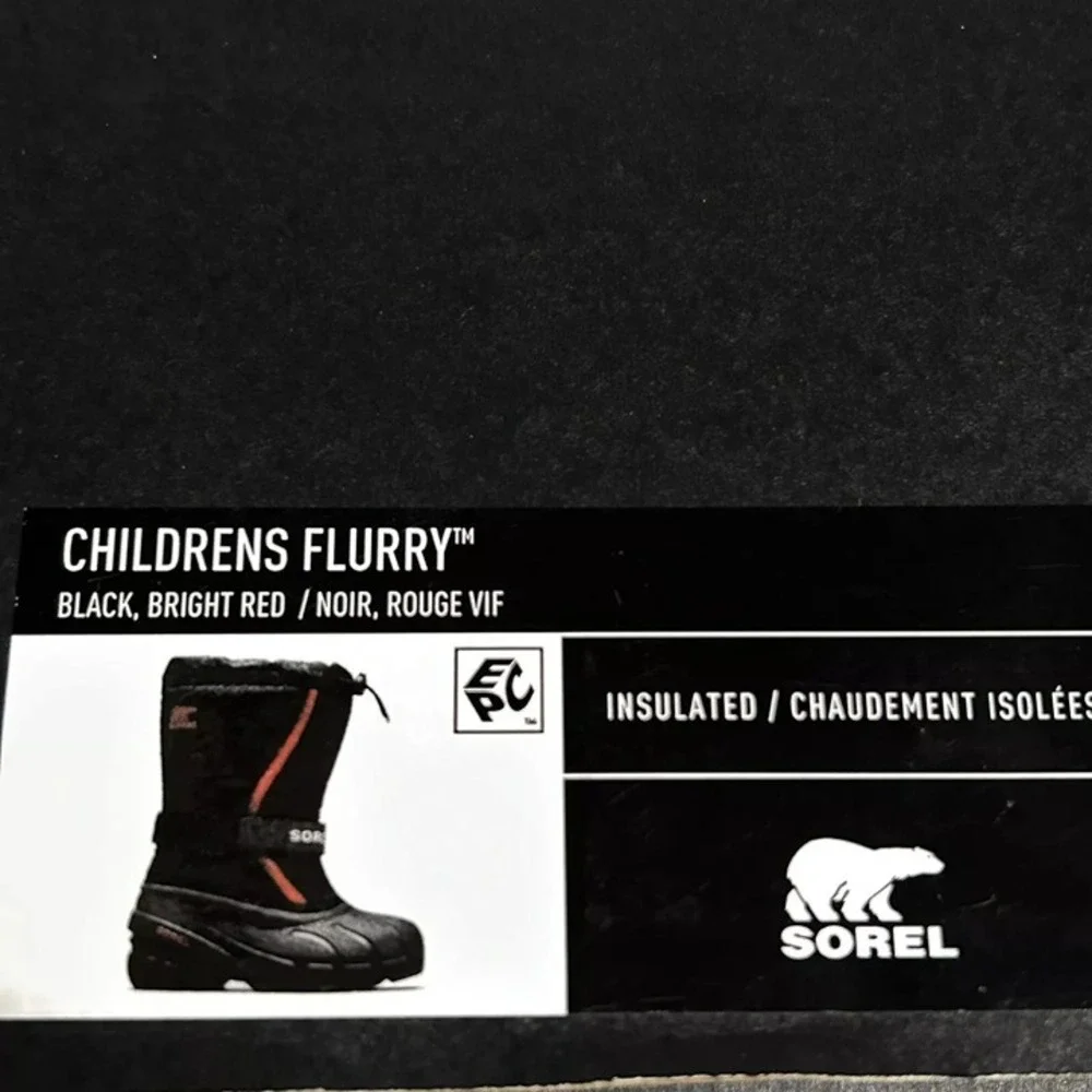 Sorel Toddler Boys Winter Snow Boots Size 9 Black Red Insulated Waterproof Shoes